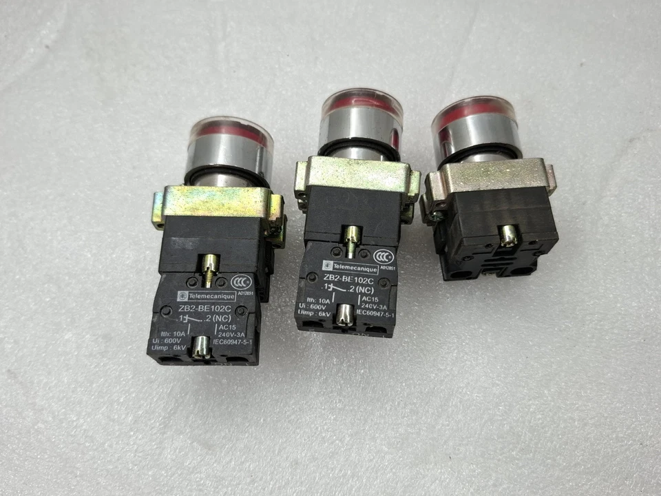 Lot Of 3 Pcs Schneider ZB2-BWB..C Flush Button Red ZB2-BE102C